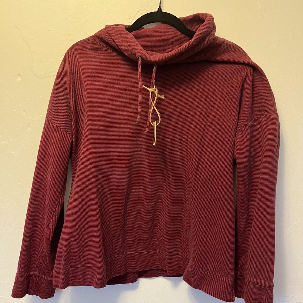Talbots Red and Black Striped Cowl Neck Sweatshirt 2X